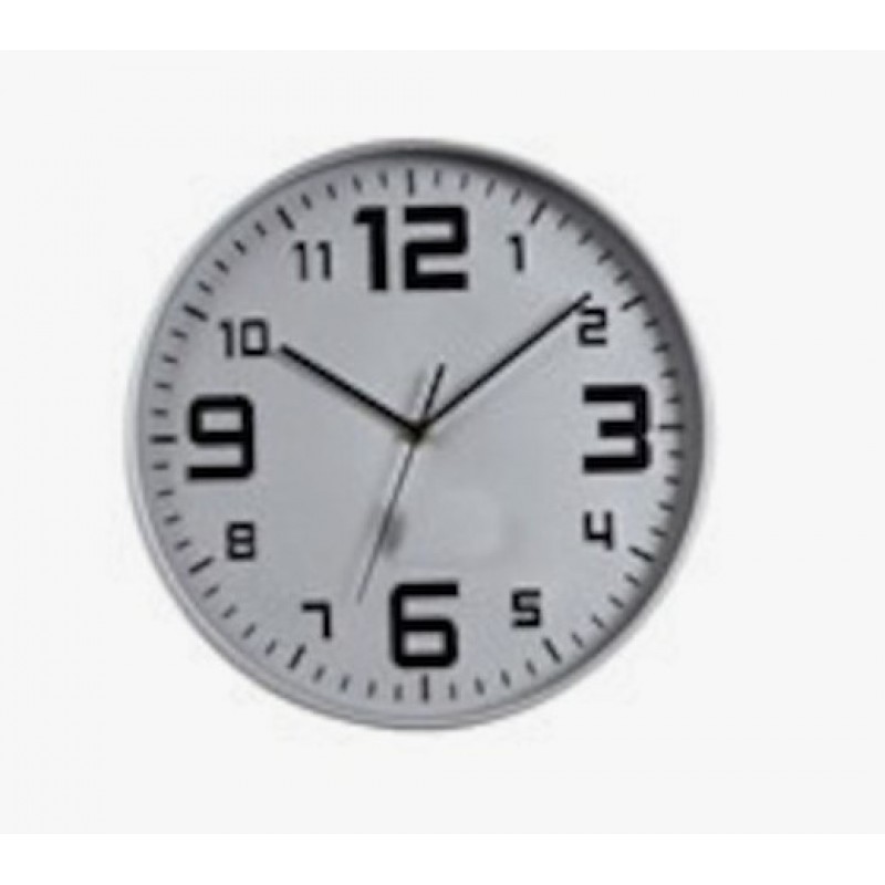 Ρολόι Τοίχου Πλαστικό Ασημί - Μαύρο 30.5x4.2x30Εκ Estheti