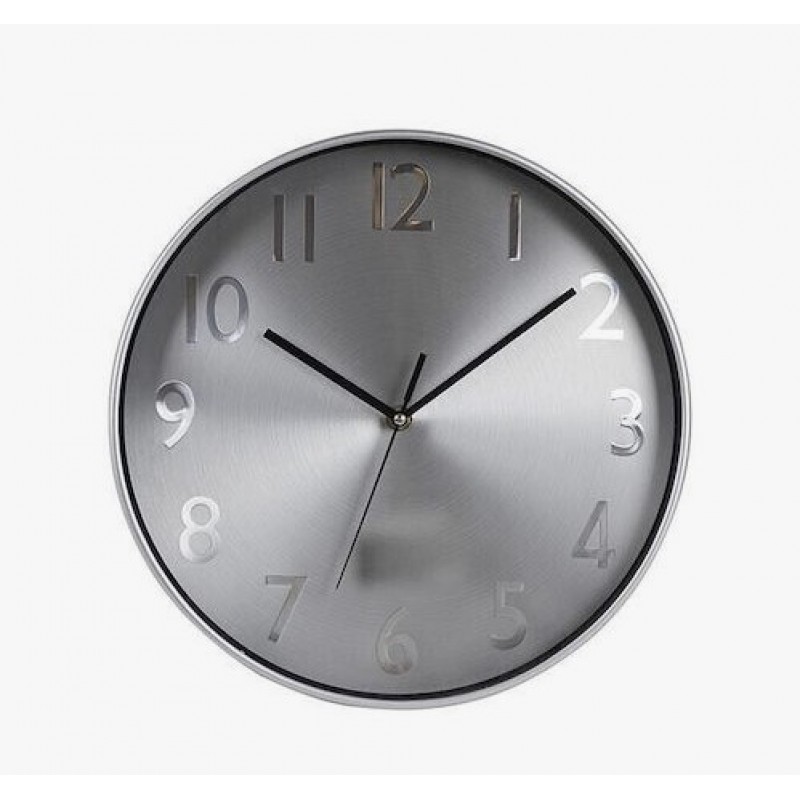 Ρολόι Τοίχου Πλαστικό Ασημί - Μαύρο 30.5x4.2x30Εκ Estheti