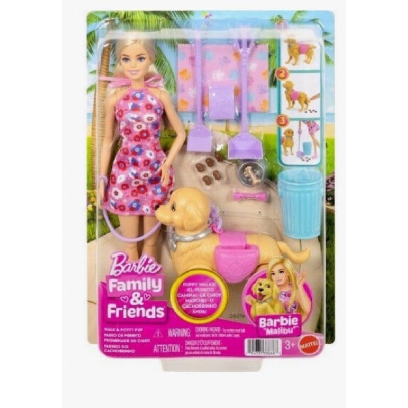 Κούκλα Barbie Βόλτα Με Σκυλάκι για 3+ Ετών Mattel