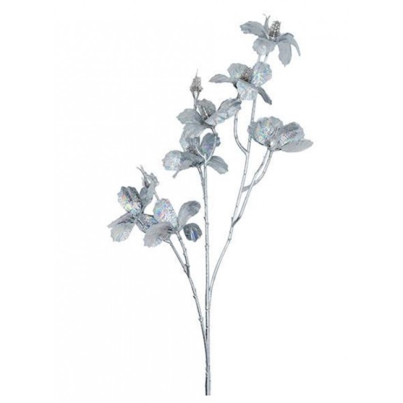 Τεχνητό Λουλούδι / Κλαδί Αμυγδαλιά Ασημί Ιριδίζον 80Εκ Estheti