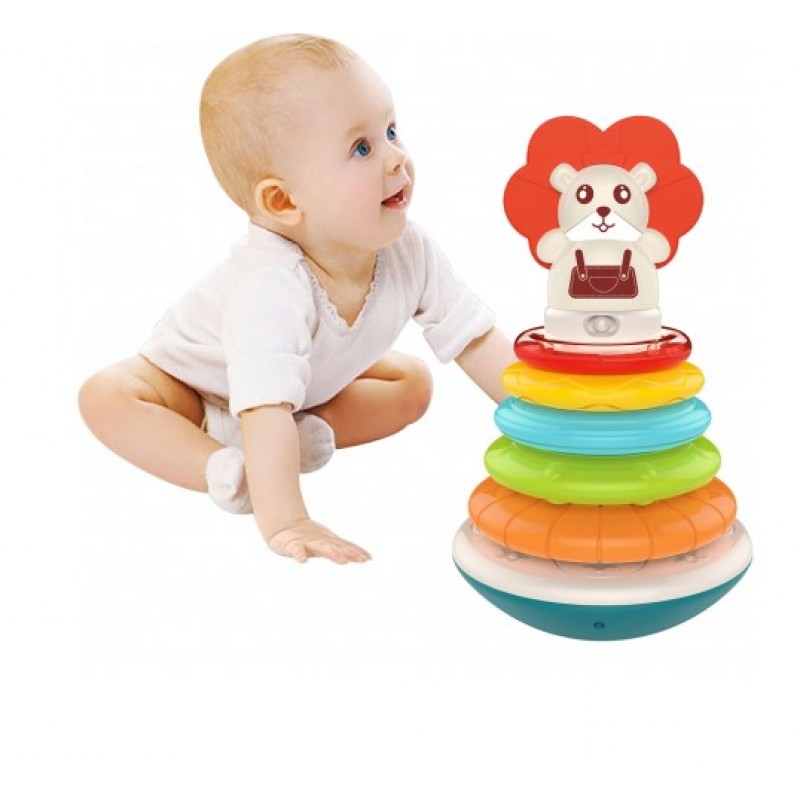 Μουσική πυραμίδα στοίβαξης κρίκων Λιονταράκι Lazarid Huanger 