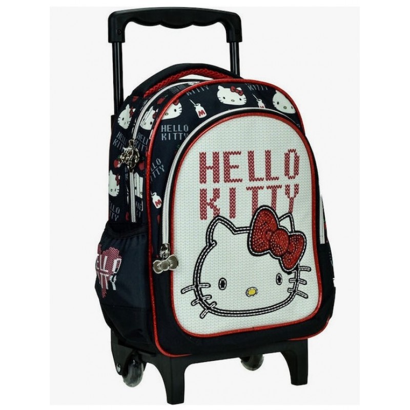 Σχολική Τσάντα Τρόλεϊ Νηπιαγωγείου Hello Kitty Croche Με Θήκη Για Παγούρι 12lt Gim 