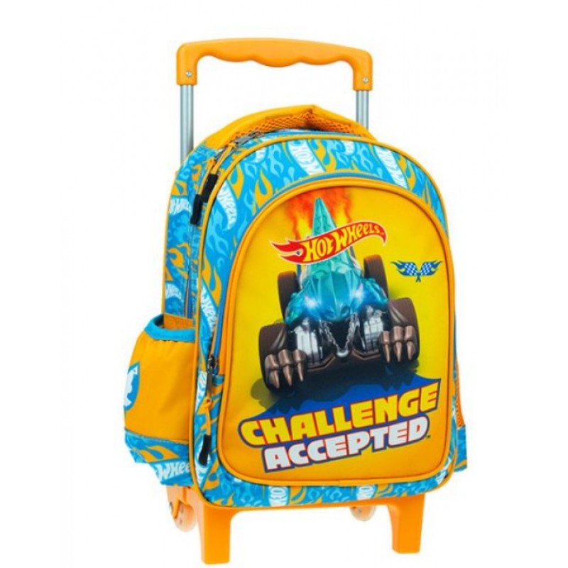 Σχολική Τσάντα Τρόλεϊ Νηπιαγωγείου Hot Wheels Core Με Θήκη Για Παγούρι 12l Gim
