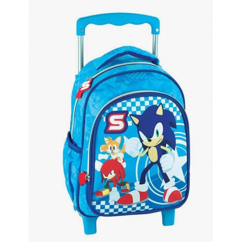 Σχολική Τσάντα Τρόλεϊ Νηπιαγωγείου Sonic Classic Με Θήκη Για Παγούρι Gim 