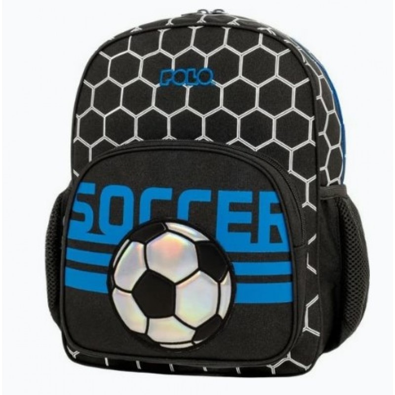Σχολική Τσάντα Πλάτης Νηπιαγωγείου Μαύρη Junior Fizz Soccer Polo 