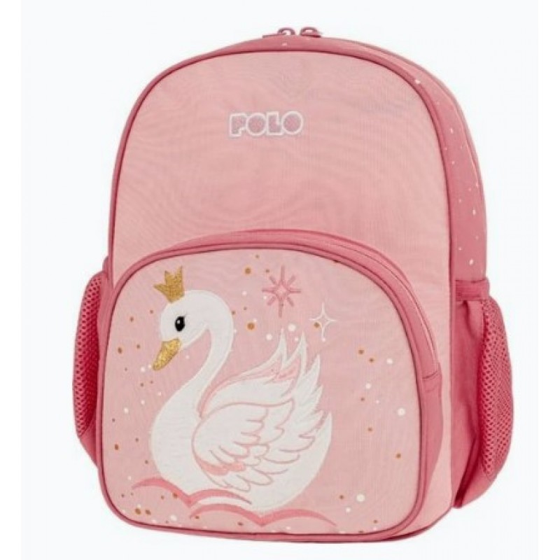 Σχολική Τσάντα Πλάτης Νηπιαγωγείου Ροζ Junior Fizz Swan Polo 