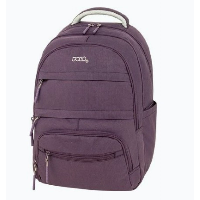 Σχολική Τσάντα Πλάτης Δημοτικού Μωβ Multi Pocket Polo 