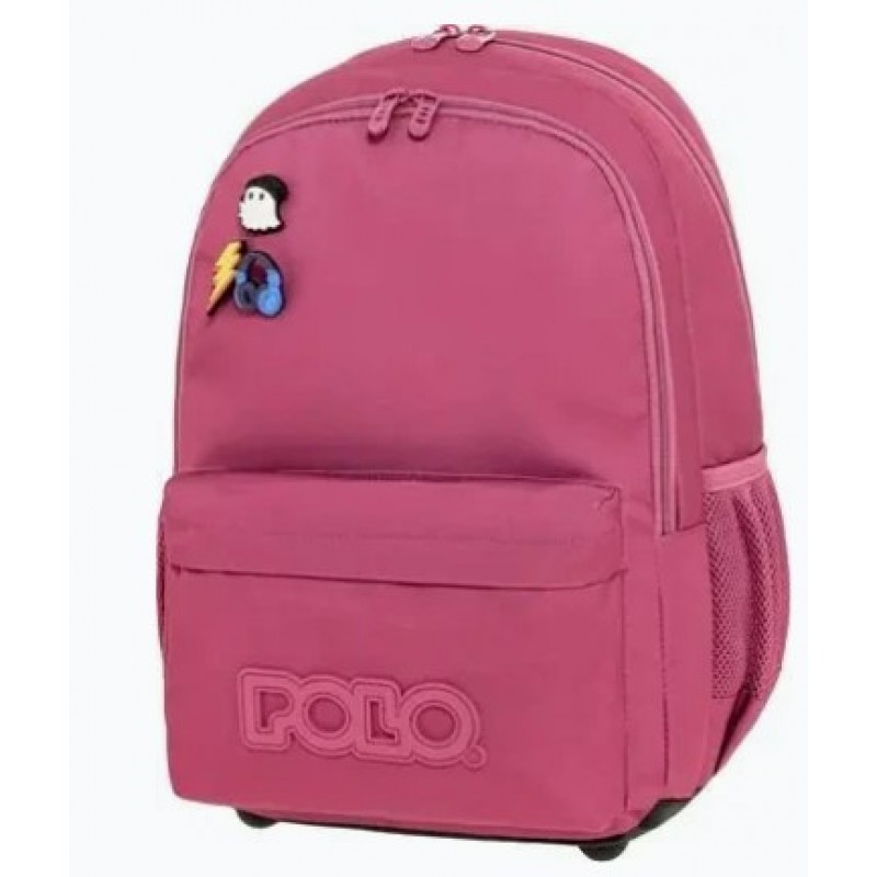 Σχολική Τσάντα Πλάτης Δημοτικού Φούξια Pins Polo 