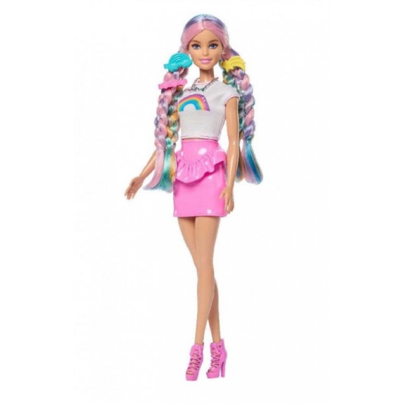 Barbie Κούκλα Πολύχρωμα Μαλλιά με Γκλίτερ Mattel