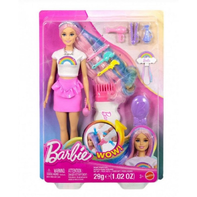 Barbie Κούκλα Πολύχρωμα Μαλλιά με Γκλίτερ Mattel