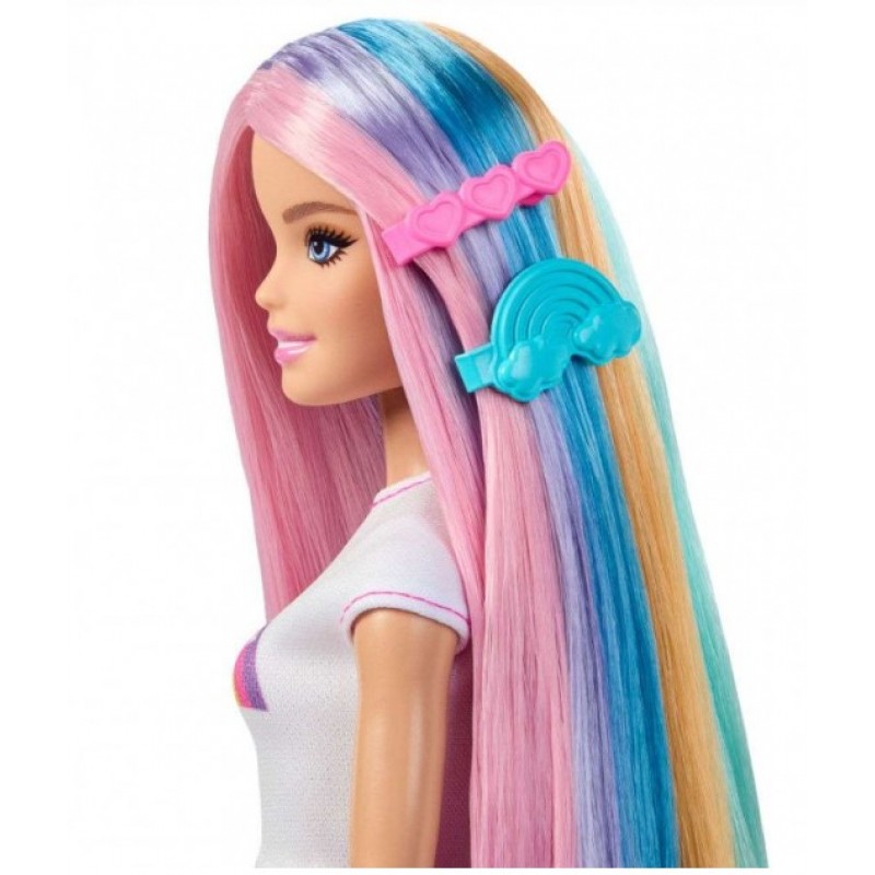 Barbie Κούκλα Πολύχρωμα Μαλλιά με Γκλίτερ Mattel