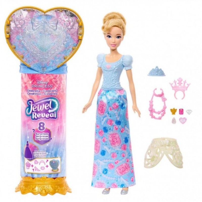 Disney Princess Jewel Reveal Κούκλα Σταχτοπούτα με Κοσμηματοθήκη Mattel