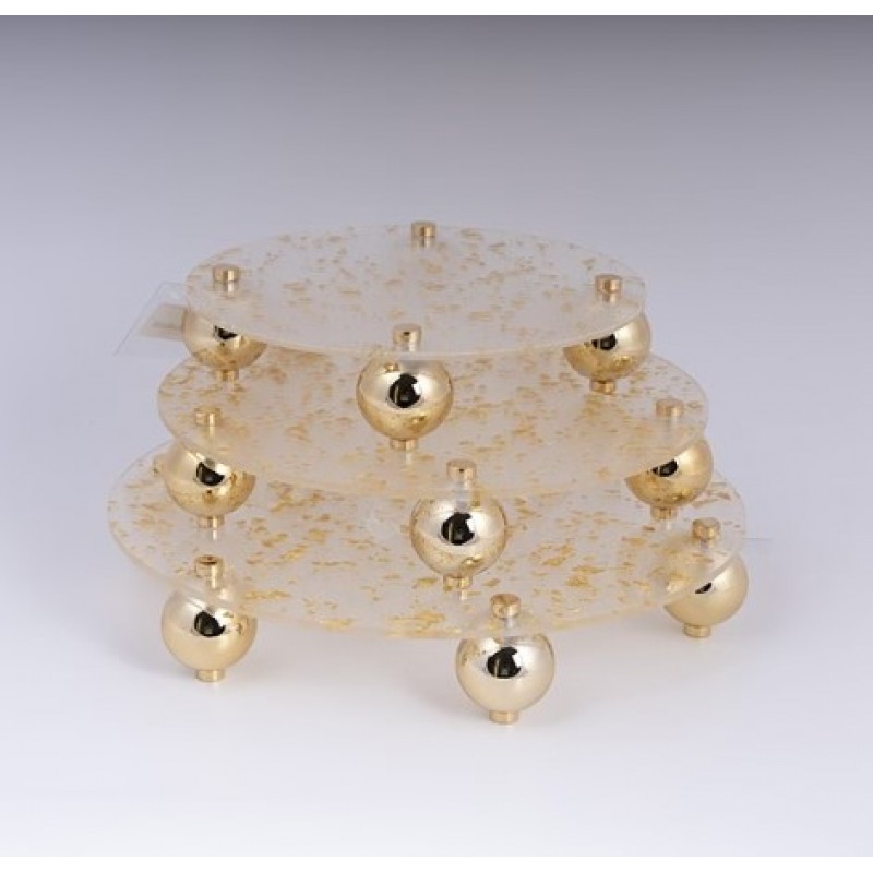 Δίσκος Πλαστικός Με Μεταλλικά Χρυσά Στοιχεία Σετ/3 30x6.5Εκ Eurolamp