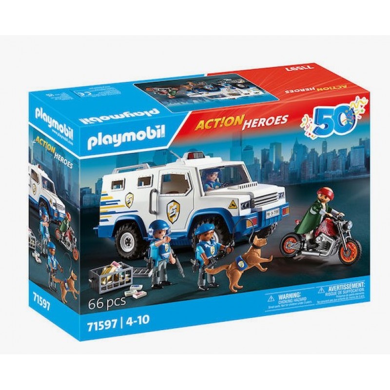 Action Heroes Όχημα Χρηματαποστολής Για 4-10 Ετών Playmobil 