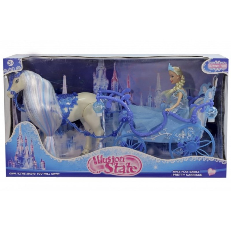 Άμαξα Με Άλογο Μπαταρίας & Κούκλα Με Μουσική & Φώτα (2 Χρωμάτα) Kider Toys