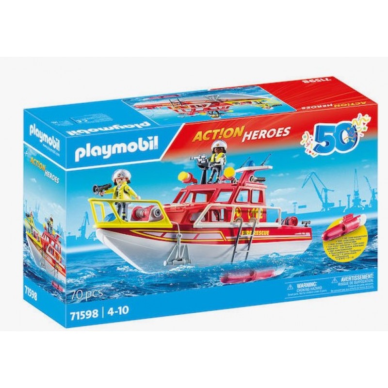 Action Heroes Πυροσβεστικό Σκάφος Διάσωσης Για 4-10 Ετών Playmobil 