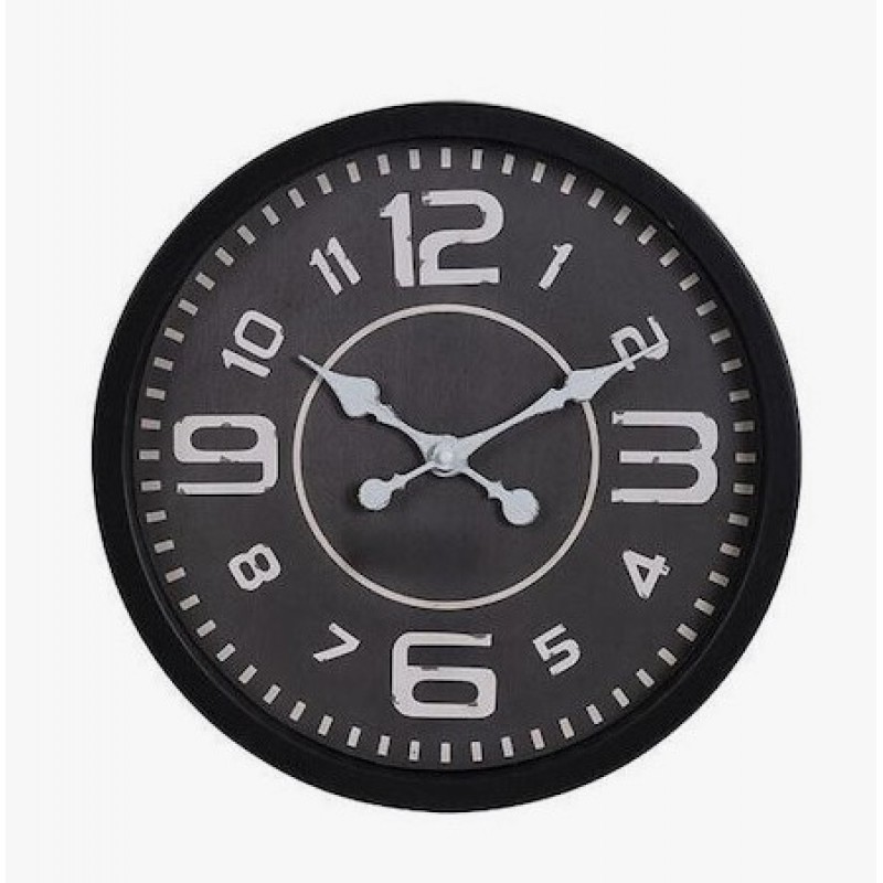 Ρολόι Τοίχου Πλαστικό Μαύρο - Λευκό 40.2x4.5x40.2Εκ Estheti