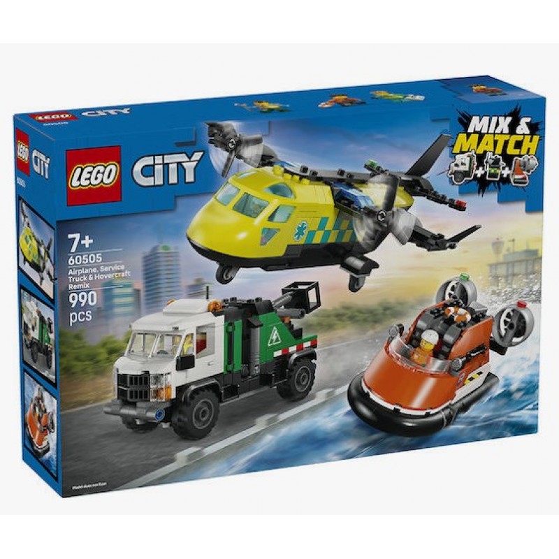 City Airplane, Service Truck & Hovercraft Remix Για 7+ Ετών 990τμχ Lego