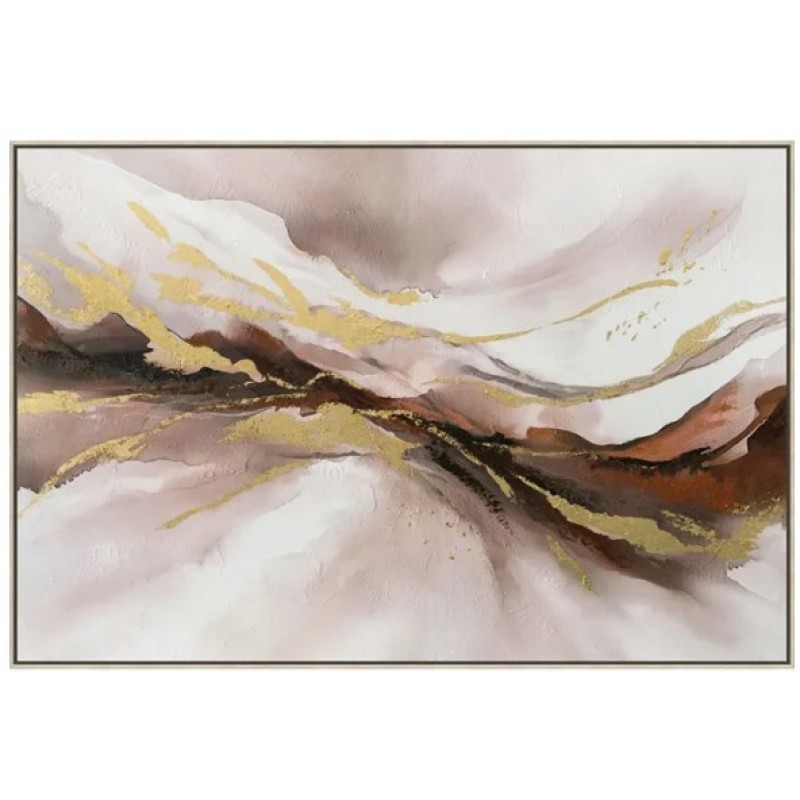 Πίνακας Καμβάς Σάπιο Μήλο - Χρυσό Αφηρημένο Σχέδιο Σε Κορνίζα 122.5x82.5x3.5Εκ 6 / Kib Marhome