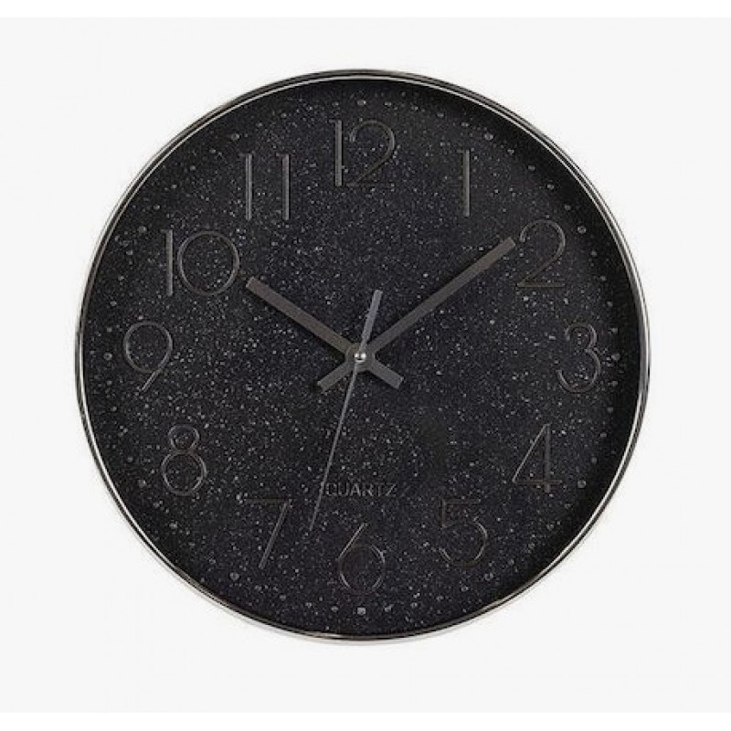 Ρολόι Τοίχου Πλαστικό Μαύρο - Χρυσό 30.5x4.2x30Εκ Estheti