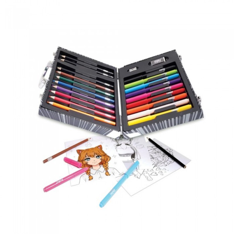 HappiHobbi Κασετίνα Ζωγραφικής Deluxe 50 Αξεσουάρ Manga Για 9+ Ετών