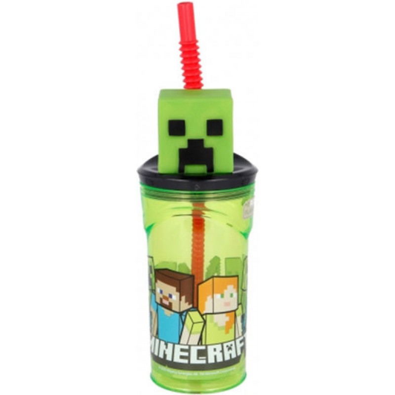 Παιδικό Παγούρι Θερμός Stor Minecraft Πλαστικό με Καλαμάκι Διάφανο 430ml