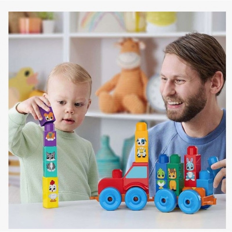 Mega Bloks Τουβλάκια Τρακτέρ με Ζωάκια για 1.5+ Ετών 30τμχ Mattel