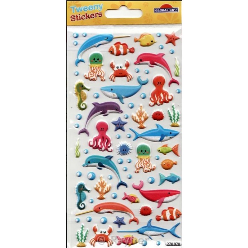 Αυτοκόλλητα Θαλάσσια Πλάσματα Decor Stickers 9x17.5Εκ Global Gift Tweeny