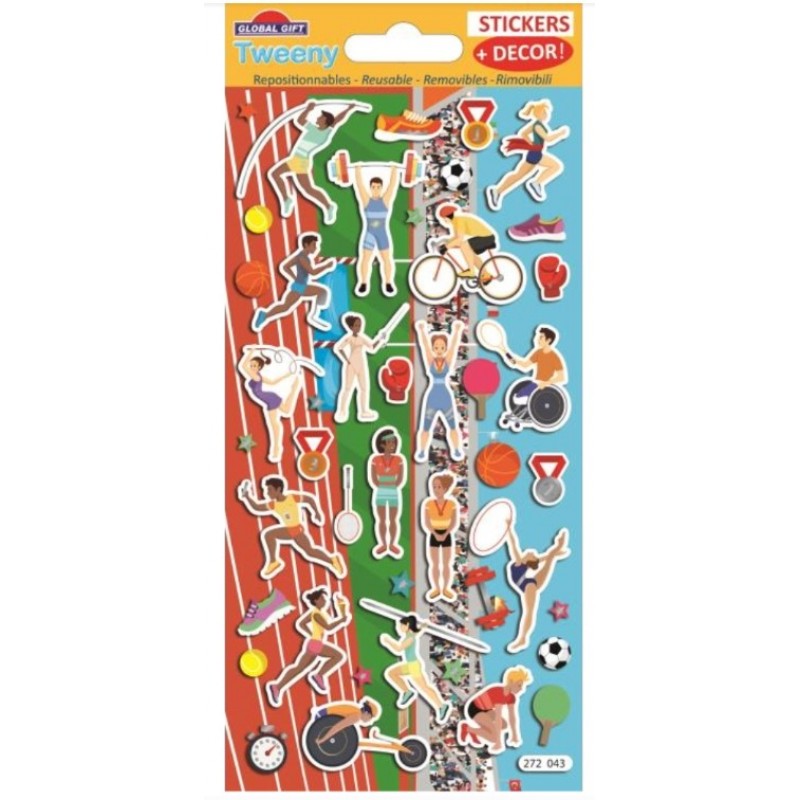 Αυτοκόλλητα Ανάγλυφα Αθλήματα Decor Stickers 9x17.5Εκ Global Gift Tweeny