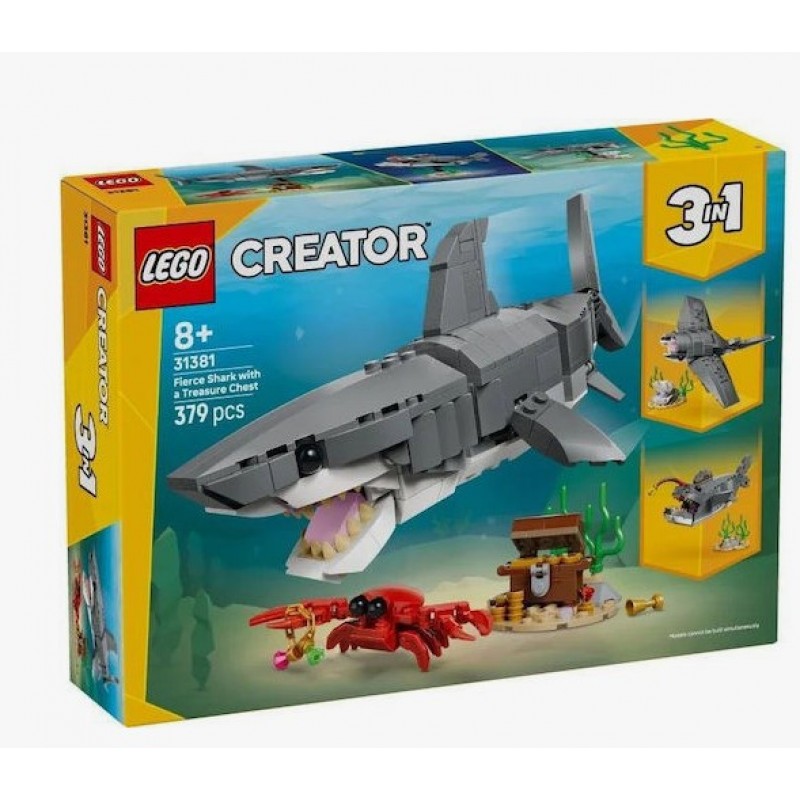 Creator 3-in-1 Fierce Shark with a Treasure Chest Για 8+ Ετών 379τμχ Lego