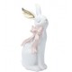 Πασχαλινός Λαγός Με Ροζ Φιόγκο Πολυρεζίν Λευκός 17x10.2x26Εκ Estheti