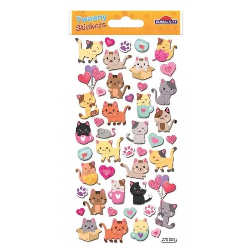 Αυτοκόλλητα Γατούλες Decor Stickers 9x17Εκ Global Gift Tweeny