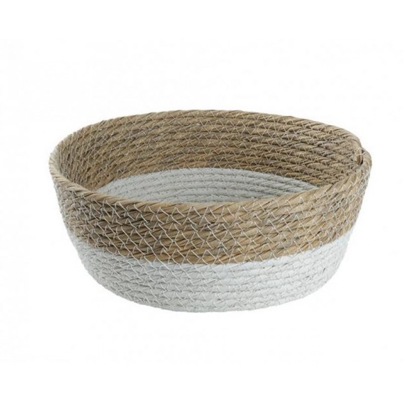 Καλάθι Συνθετικό Στρογγυλό Φυσικό-Λευκό Χρώμα Rattan 24x6Eκ Espiel 