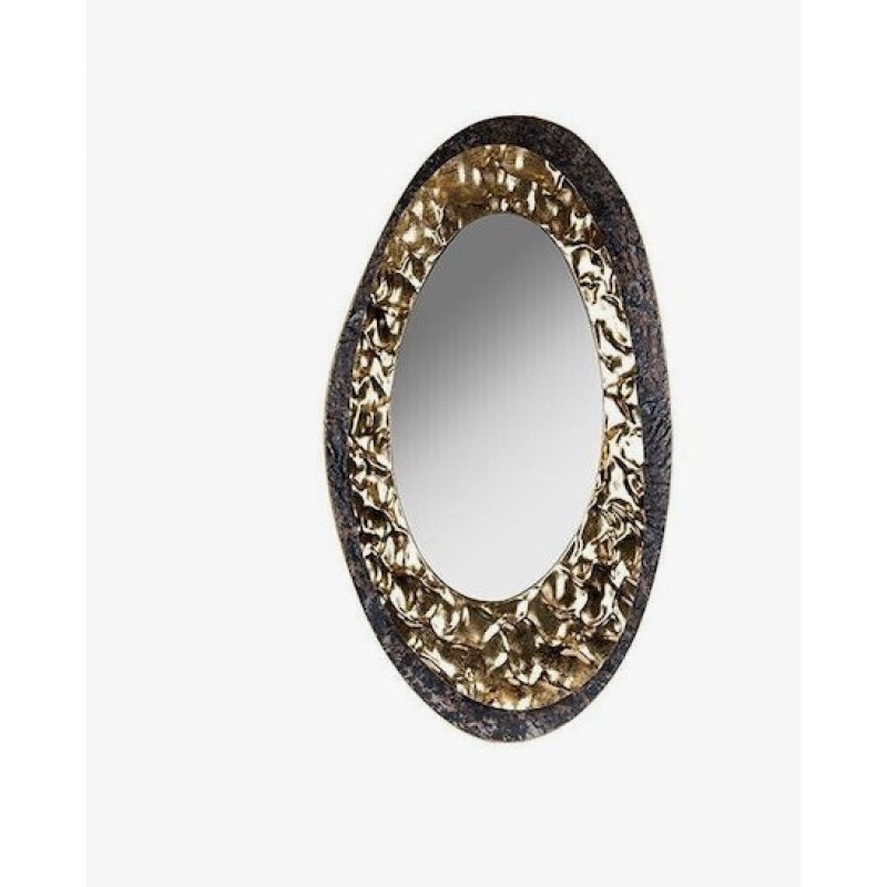 Καθρέπτης Τοίχου Οβάλ με Χρυσό Μεταλλικό Πλαίσιο 87.5x49.5cm Estheti