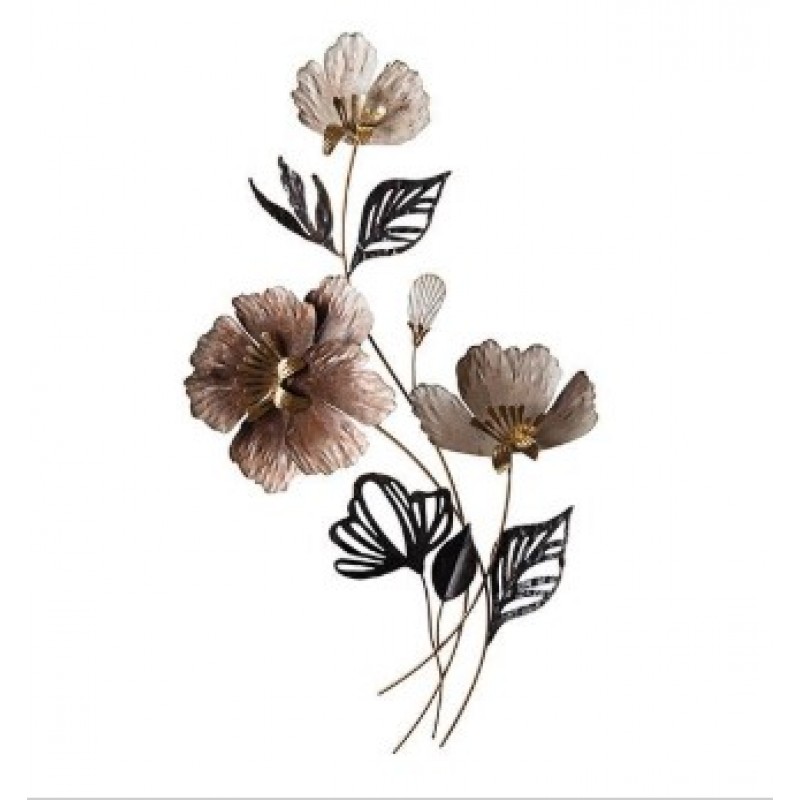 Διακοσμητικό Λουλούδι Μεταλλικό Λευκό-Καφέ 49x4x87.5Εκ Estheti