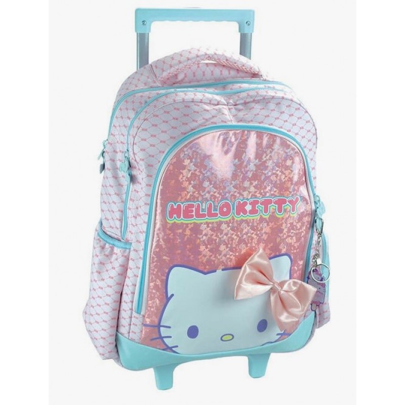 Σχολική Τσάντα Τρόλεϊ Δημοτικού Hello Kitty Με Θήκη Για Παγούρι Gim 