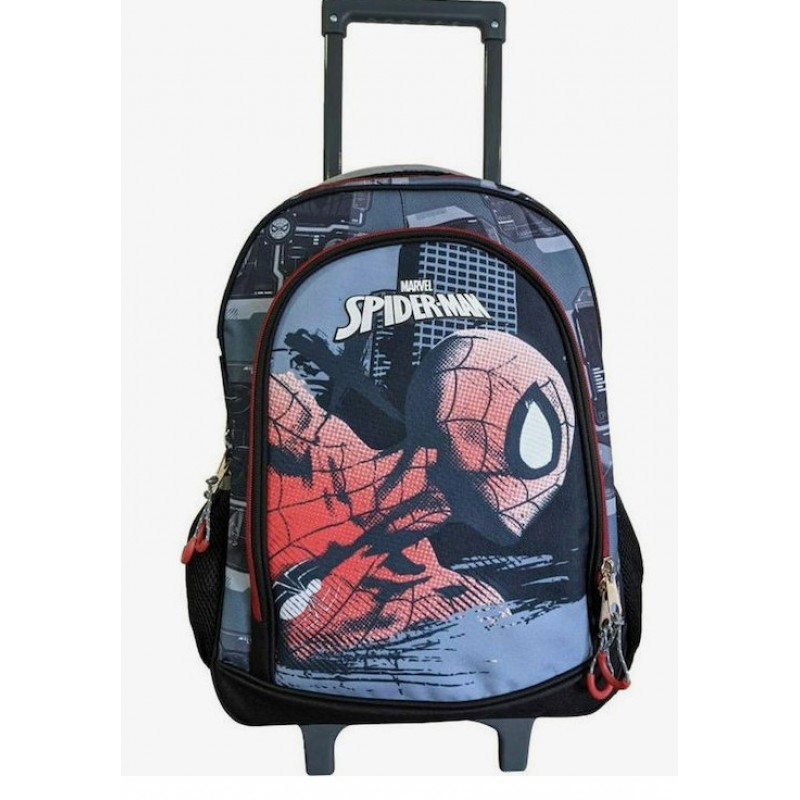 Σχολική Τσάντα Τρόλεϊ Δημοτικού Spiderman  Πολύχρωμη Με Θήκη για Παγούρι Gim 
