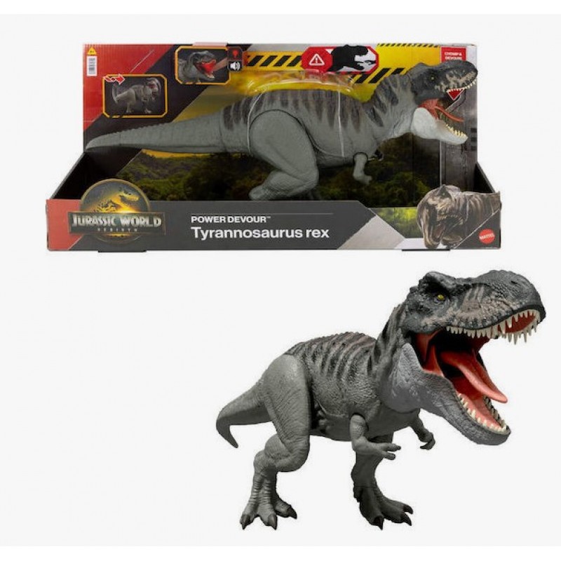 Φιγούρα Δράσης Rebirth Tyrannosaurus Rex - Power Devour Jurassic World Δεινόσαυρος με Ήχους για 4+ Ετών 54.5Εκ Mattel