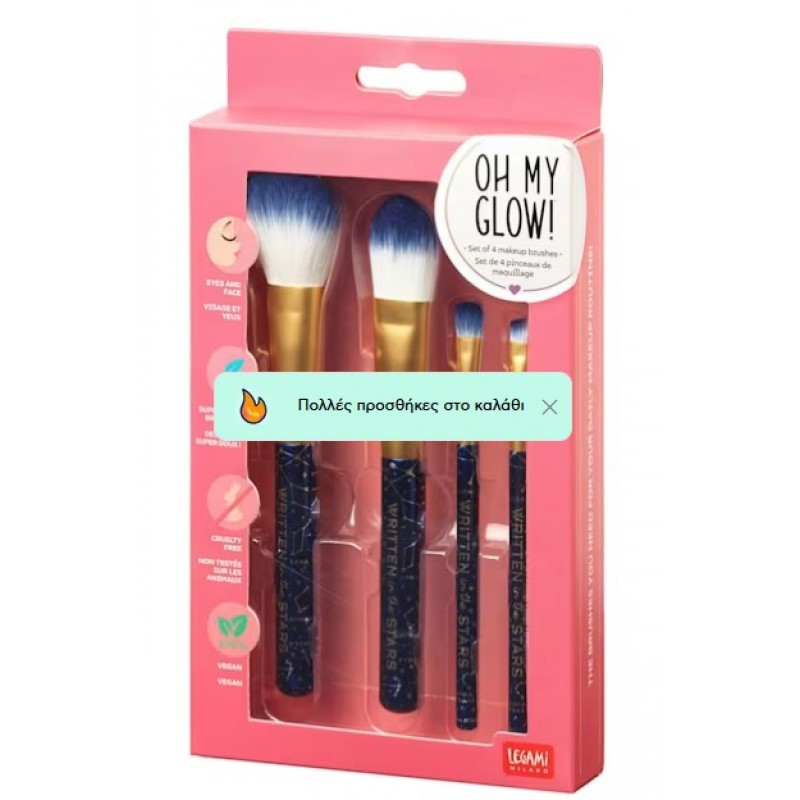 Σετ Πινέλα Μακιγιάζ 4τεμ. Oh My Glow Stars Legami 