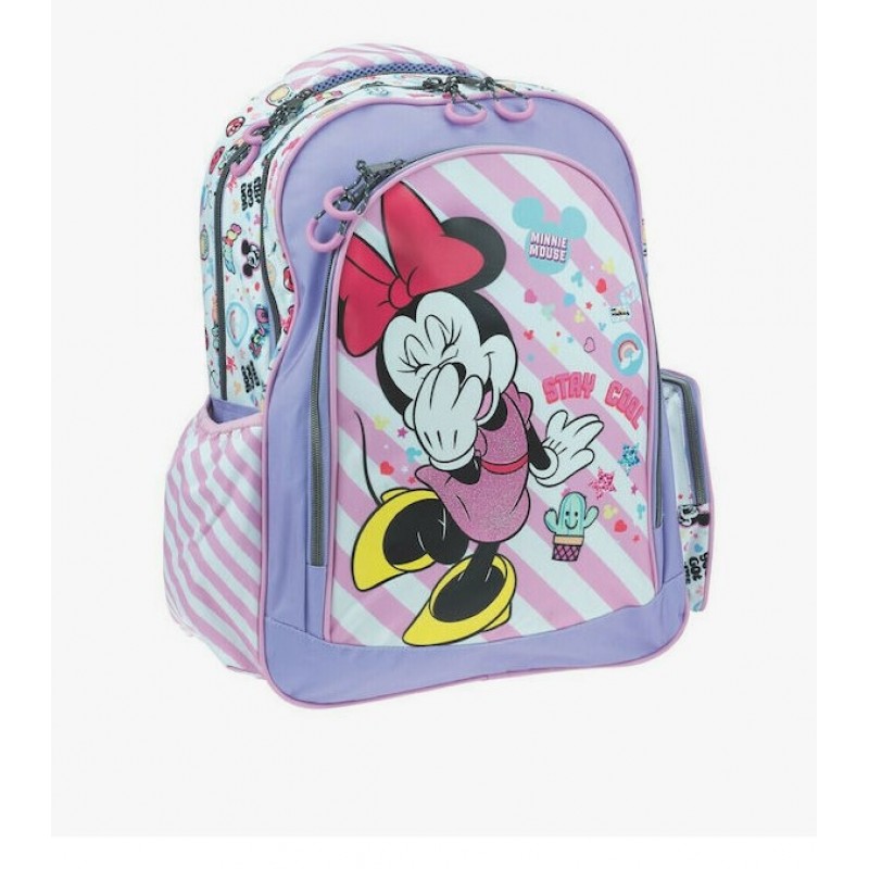 Σχολική Τσάντα Πλάτης Δημοτικού Back Me Up Minnie Mouse Με Θήκη Για Παγούρι 27lt Gim 