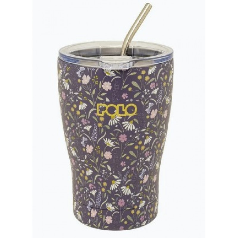Ποτήρι Θερμός Ανοξείδωτο 350ml Coffee Mug Μωβ Floral Polo 