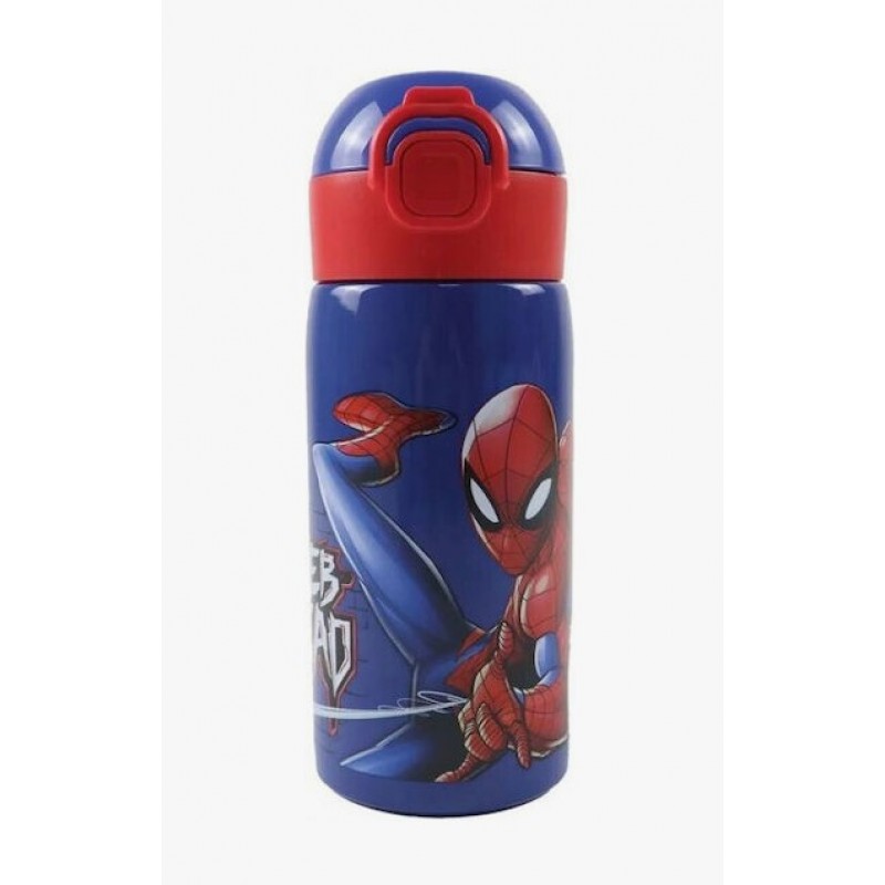Παιδικό Παγούρι Ανοξείδωτο Spiderman Με Καλαμάκι Διάφανο 500ml Gim 
