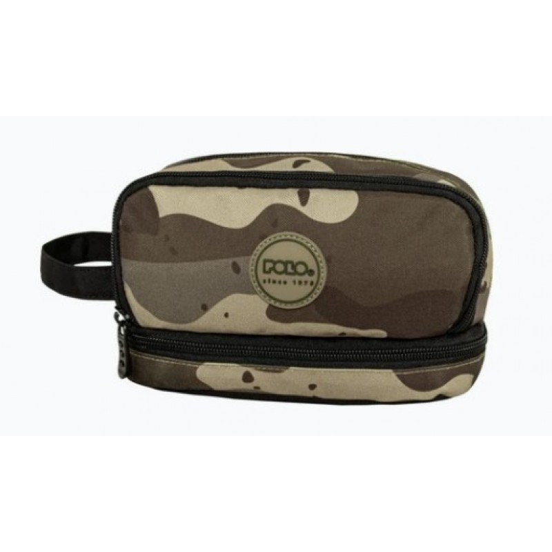 Κασετίνα Βαρελάκι Με 3 Θήκες Χακί Handle Polo 