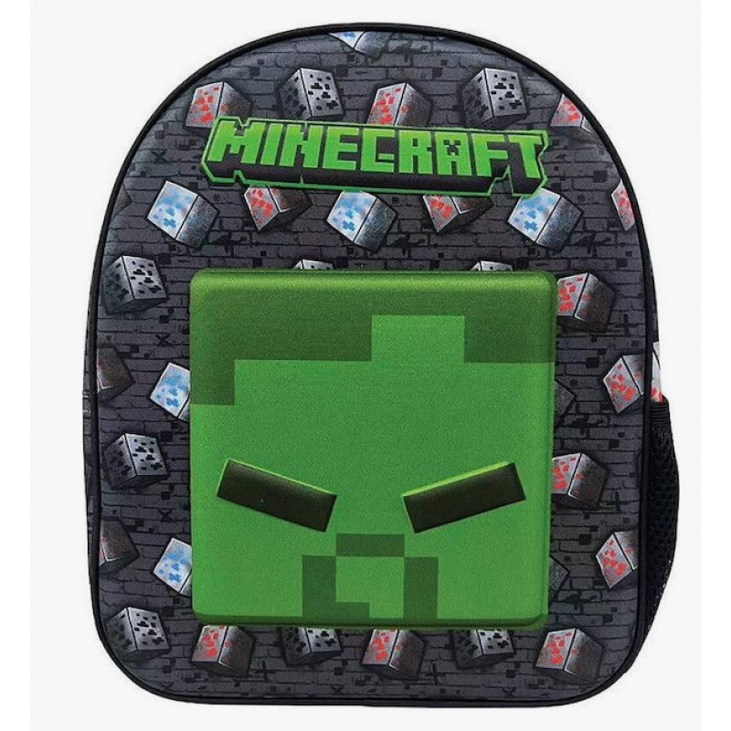 Σχολική Τσάντα Πλάτης Νηπιαγωγείου Minecraft Με Θήκη Για Παγούρι Gim 