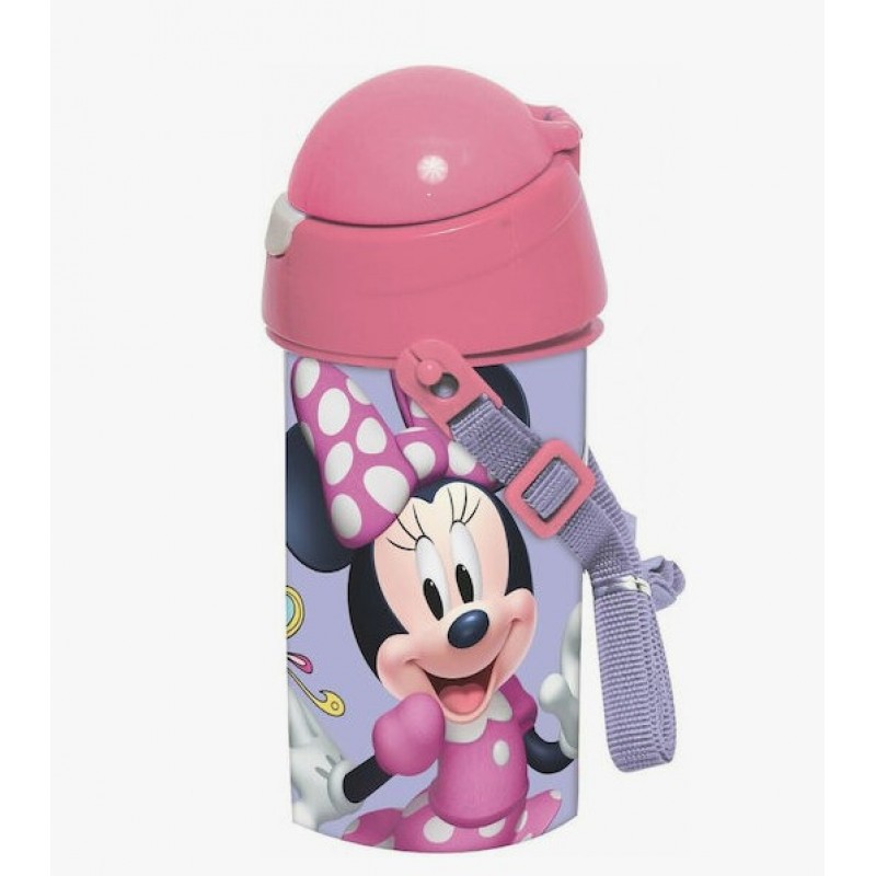 Παιδικό Παγούρι Minnie Πλαστικό Με Καλαμάκι Ροζ 500ml Gim 