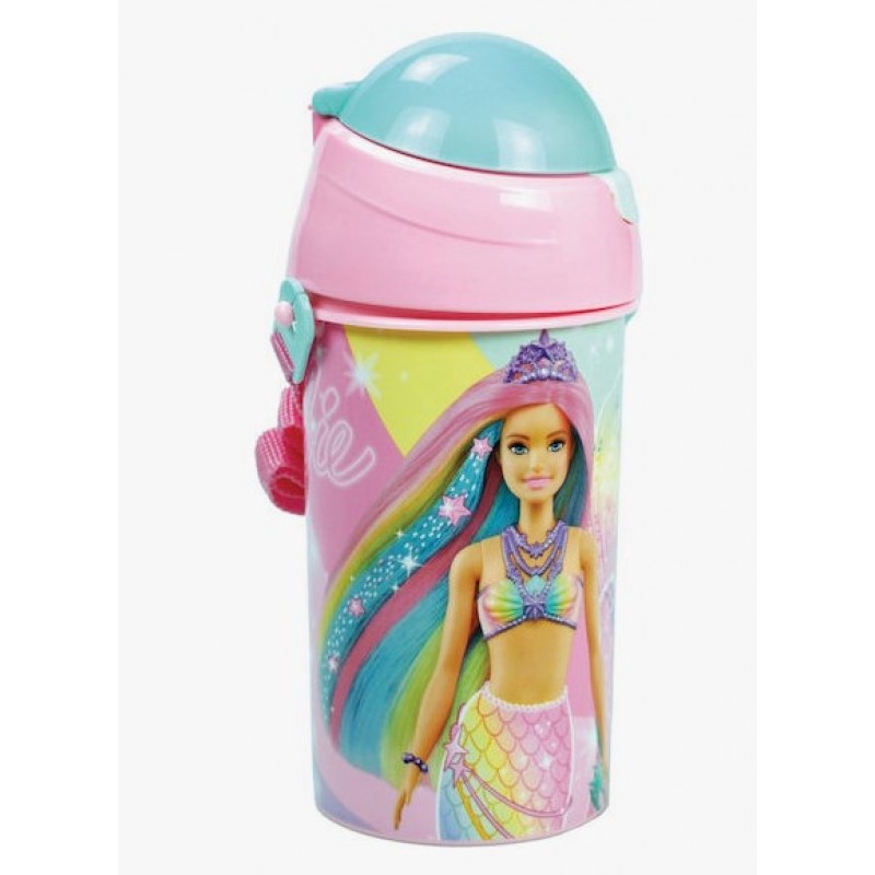 Παιδικό Παγούρι Θερμός Barbie Πλαστικό Με Καλαμάκι 500ml Gim 