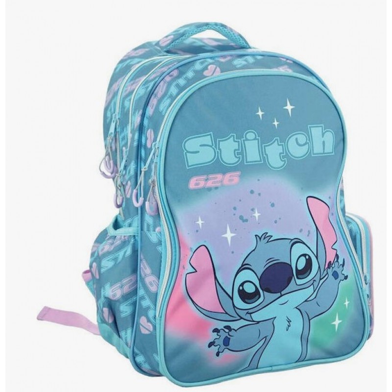 Σχολική Τσάντα Πλάτης Δημοτικού Stitch Με Θήκη Για Παγούρι Gim 