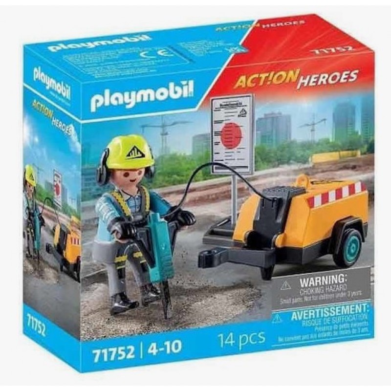 Action Heroes Εργάτης Με Κομπρεσέρ Για 4-10 Ετών Playmobil 