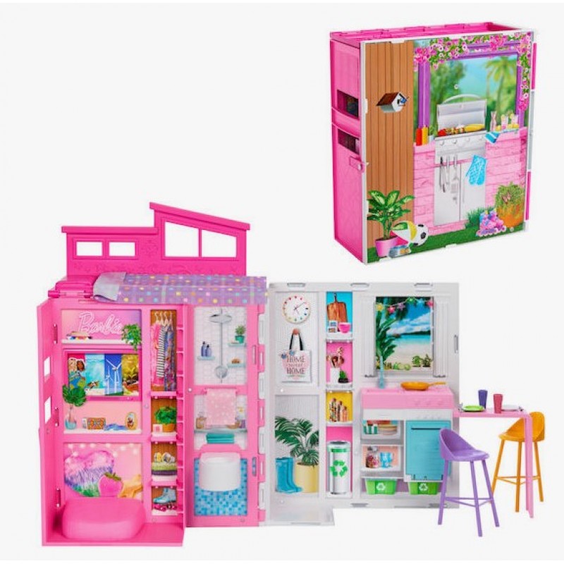 Barbie Σπιτάκι - Βαλιτσάκι Πλαστικό Κουκλόσπιτο Mattel 