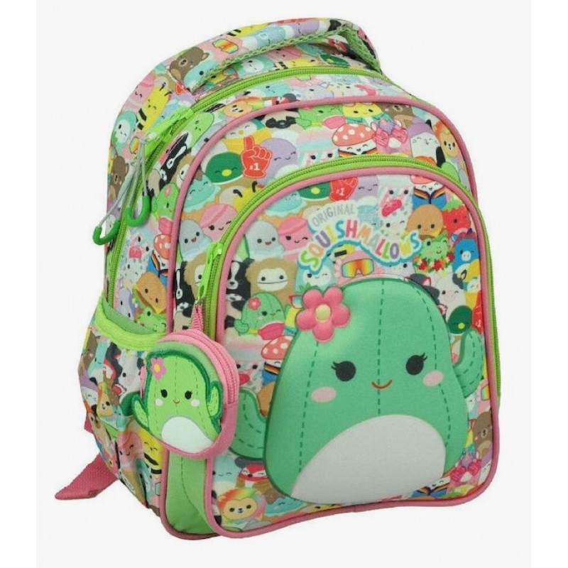 Σχολική Τσάντα Πλάτης Νηπιαγωγείου Squishmallows Cactus Με Θήκη Για Παγούρι Gim 